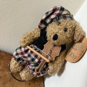Mayfaire Collection 6" Vincent Teddy Bear Tan Curly Fur Violin Fiddle Vintage
